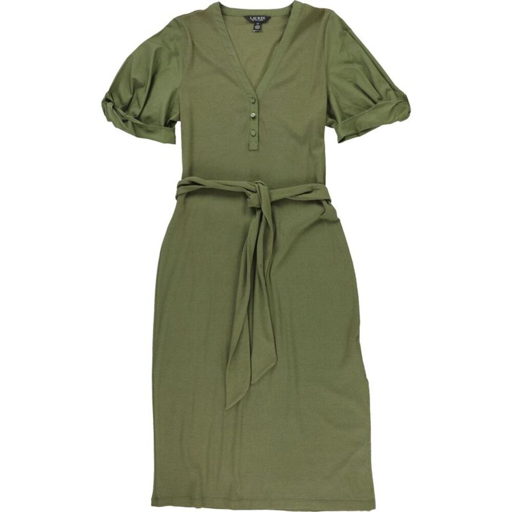 Ralph Lauren Womens Belted Wrap Midi Dress, NWT